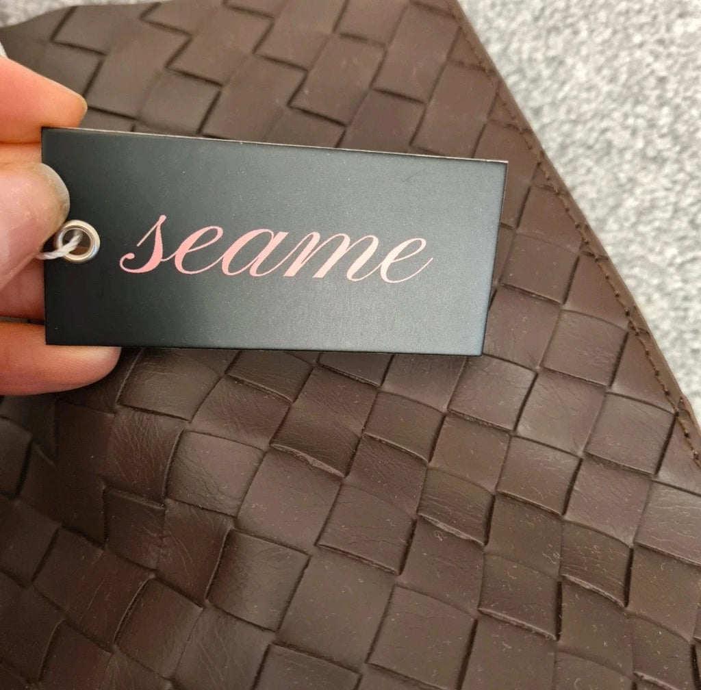 Seame Diana woven tote bag women shoulder straps vegan leather timeless everyday use coffe/chocolate