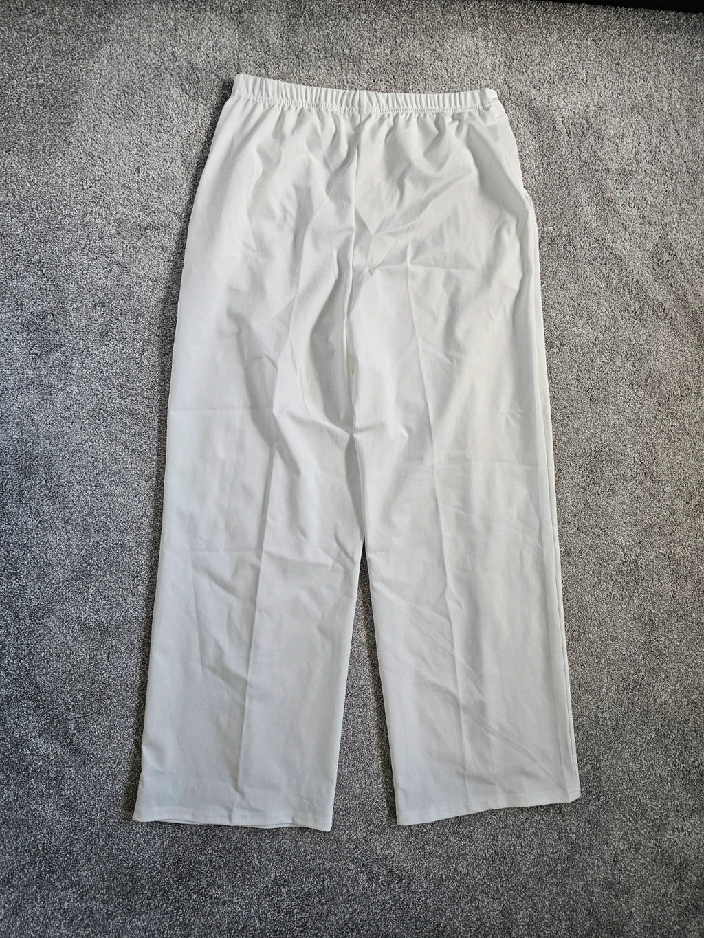 Generic tailored pleated trousers women wide straight leg mid rise white summer casual L/12