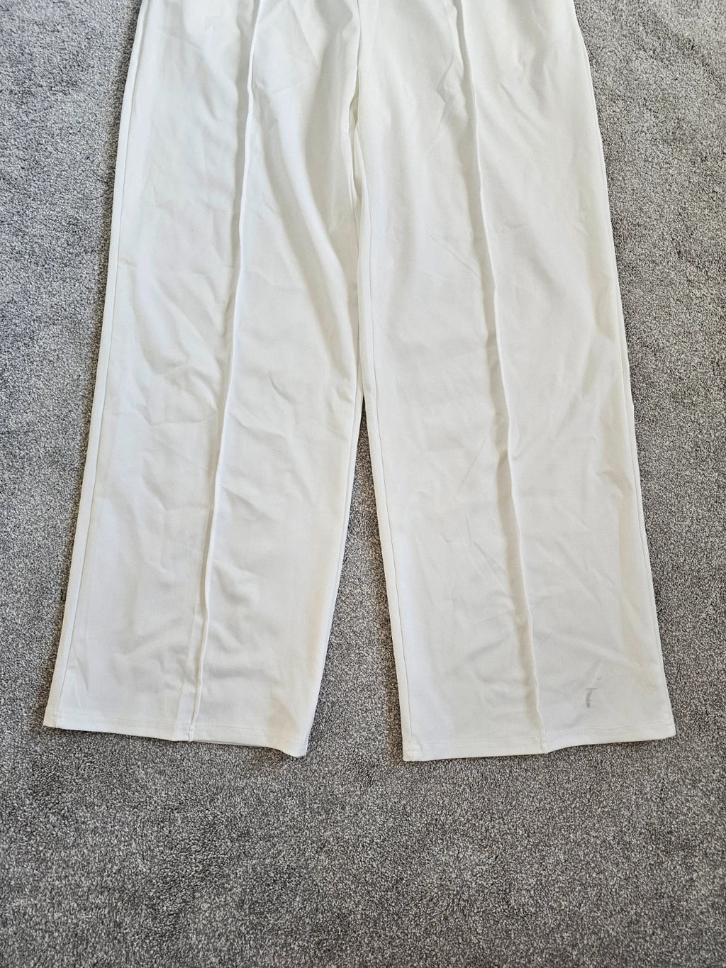 Generic tailored pleated trousers women wide straight leg mid rise white summer casual L/12