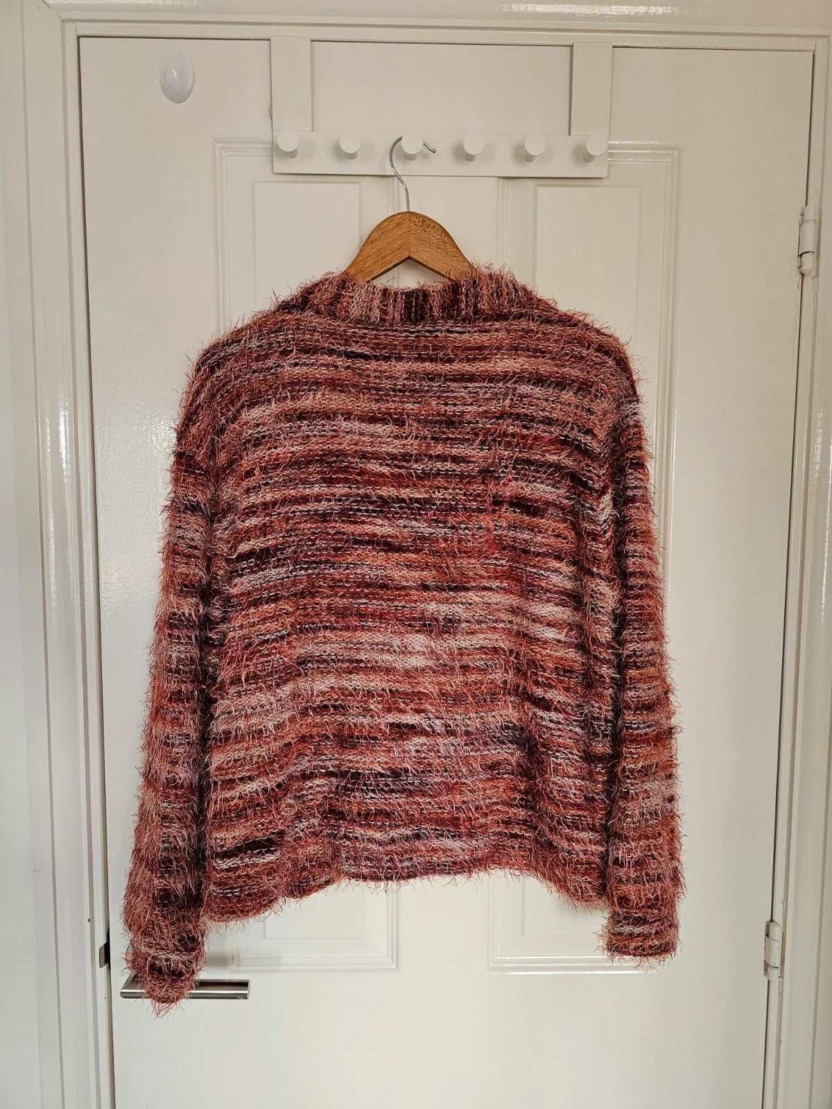 Shein oversized textured stripes cardigan women V-neck buttons 90' y2k sweater red S/10