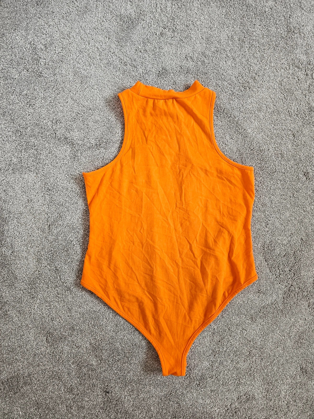 Nasty gal racer neckline jersey high leg bodysuit women cotton sleeveless casual orange M/10