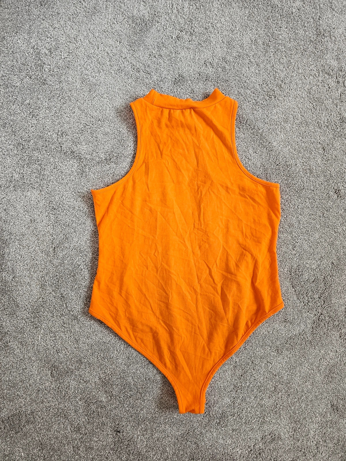 Nasty gal racer neckline jersey high leg bodysuit women cotton sleeveless casual orange M/10