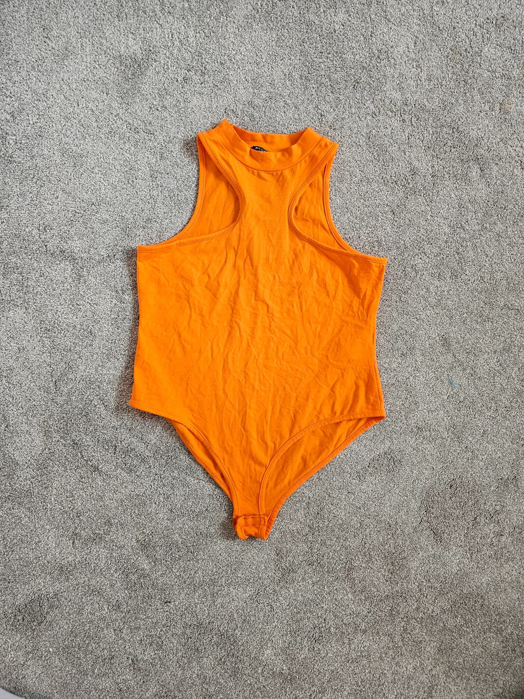 Nasty gal racer neckline jersey high leg bodysuit women cotton sleeveless casual orange M/10