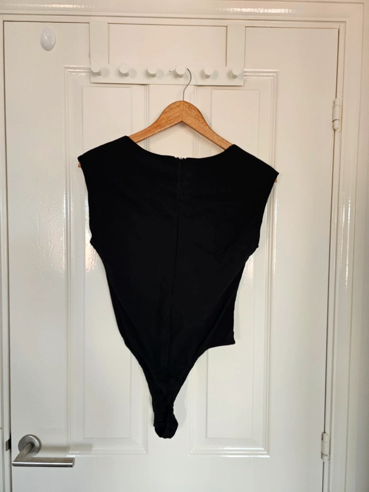 PLF square neck cap sleeve bodysuit women viscose plain party night out black XL/14