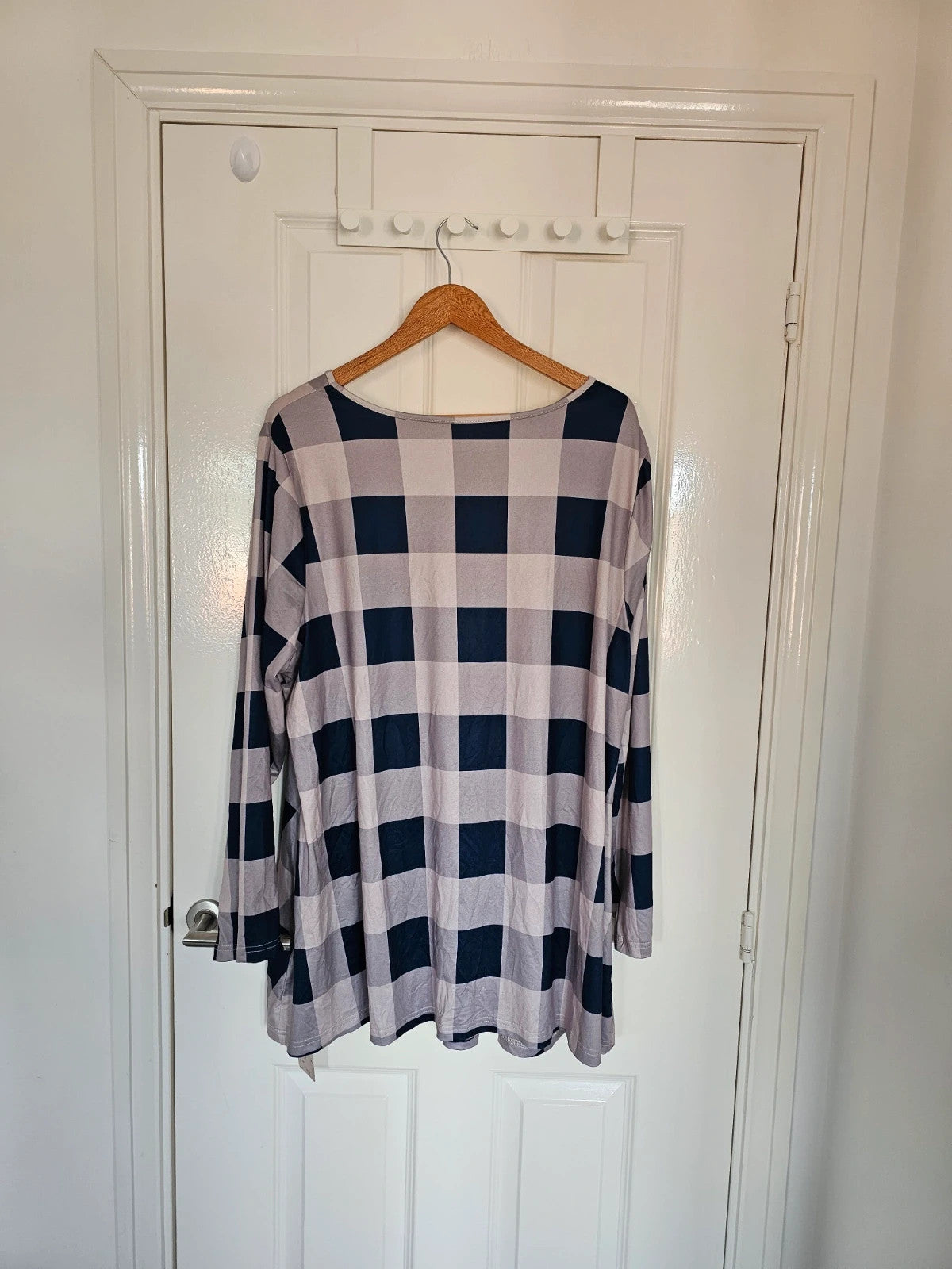Emery Rose women grey/navy plaid long sleeve tunic loose fit mini dress casual plus size 4XL/20