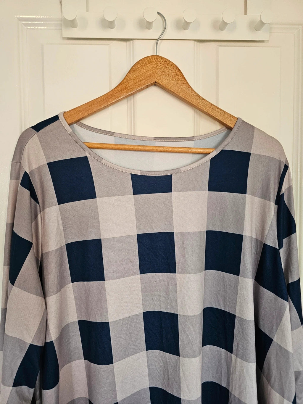 Emery Rose women grey/navy plaid long sleeve tunic loose fit mini dress casual plus size 4XL/20