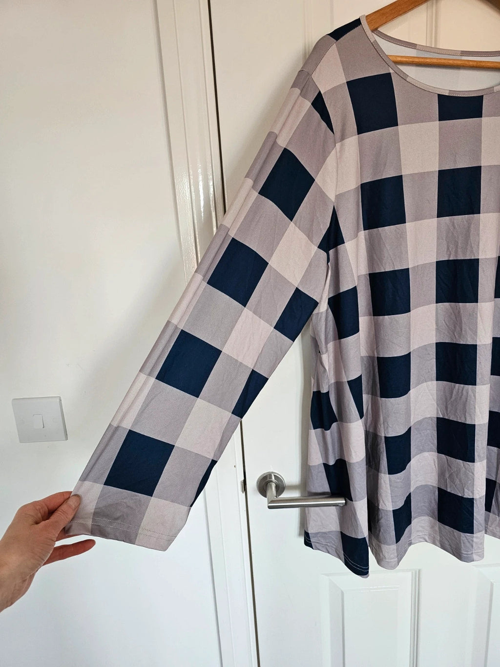 Emery Rose women grey/navy plaid long sleeve tunic loose fit mini dress casual plus size 4XL/20