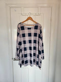Emery Rose women grey/navy plaid long sleeve tunic loose fit mini dress casual plus size 4XL/20