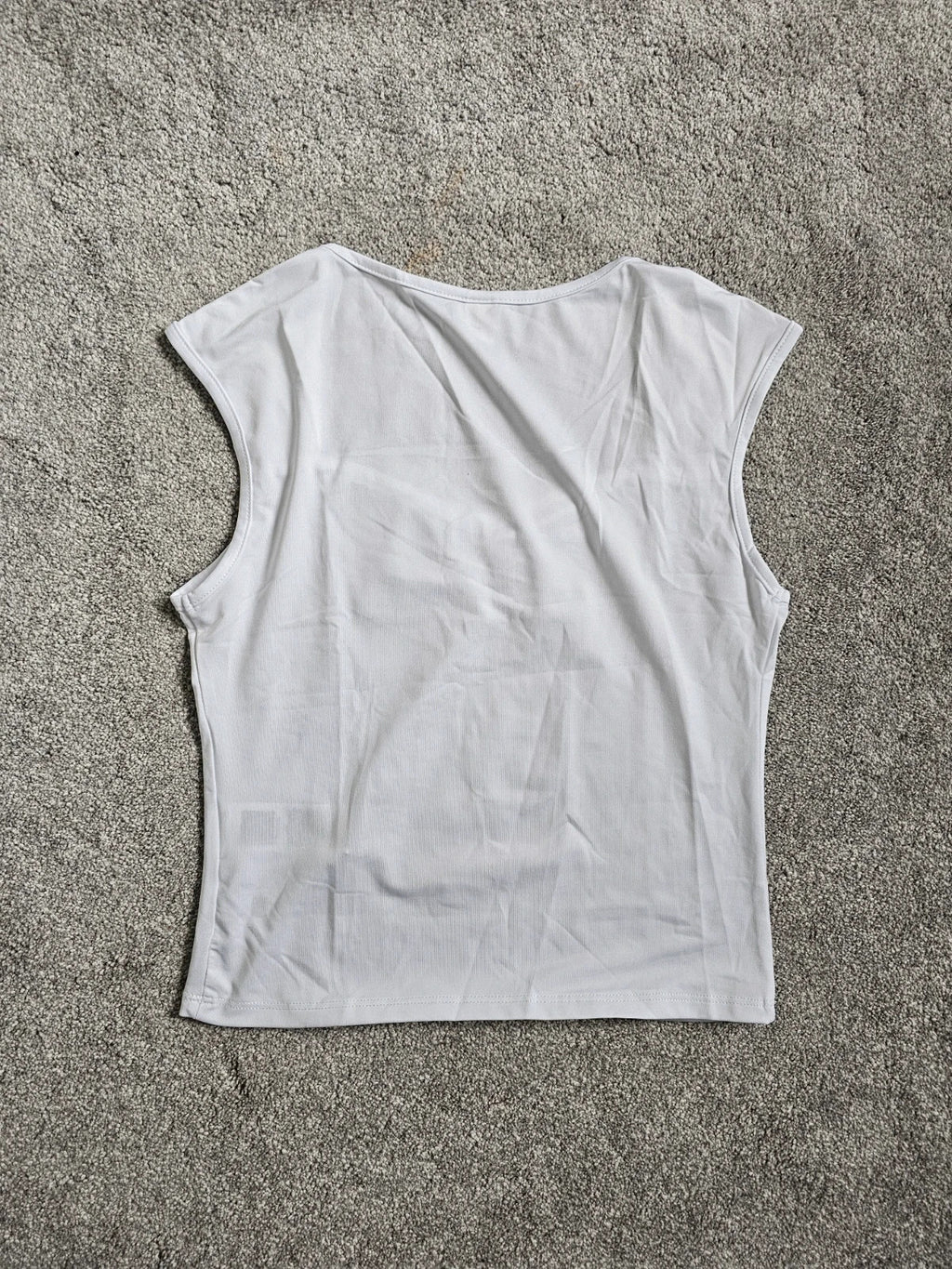 Shein teen girls 15y white sleeveless top square neck draped bust detail casual