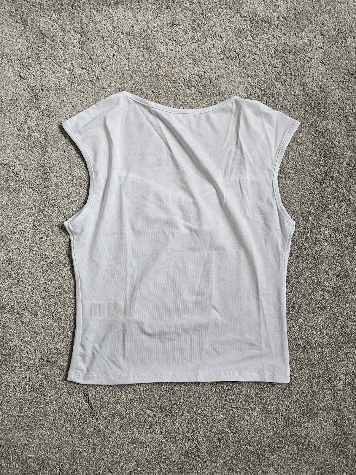 Shein teen girls 15y white sleeveless top square neck draped bust detail casual