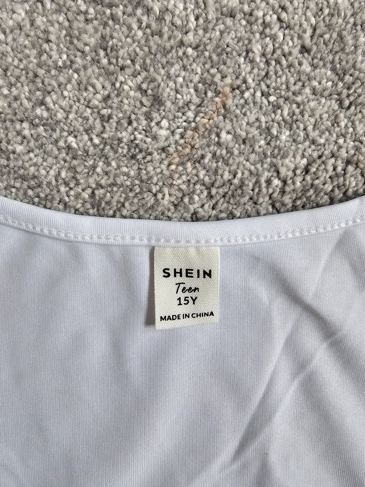 Shein teen girls 15y white sleeveless top square neck draped bust detail casual