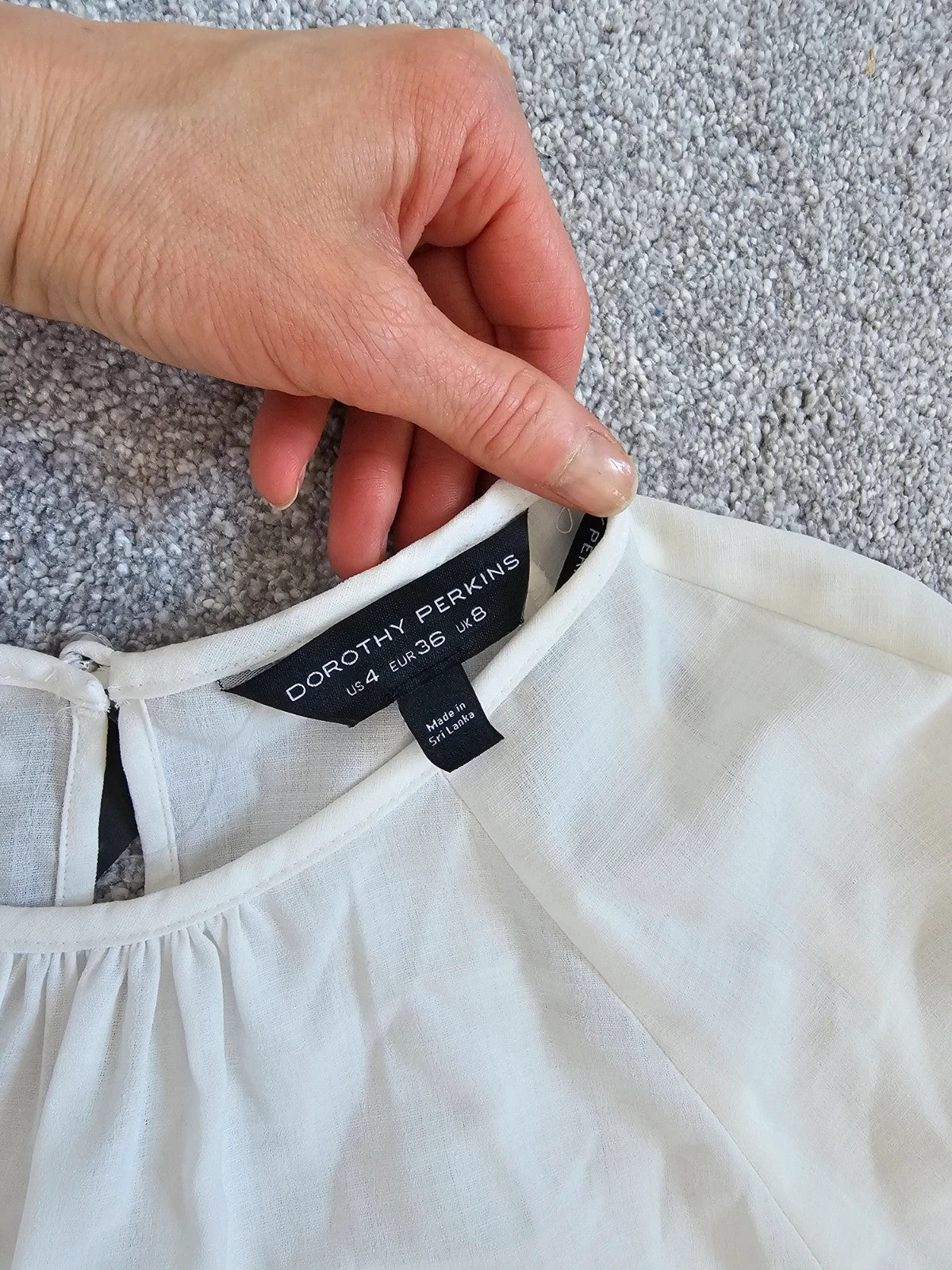 Dorothy Perkins tiered smock short sleeve top women cut out back lightweight shirt white S/8