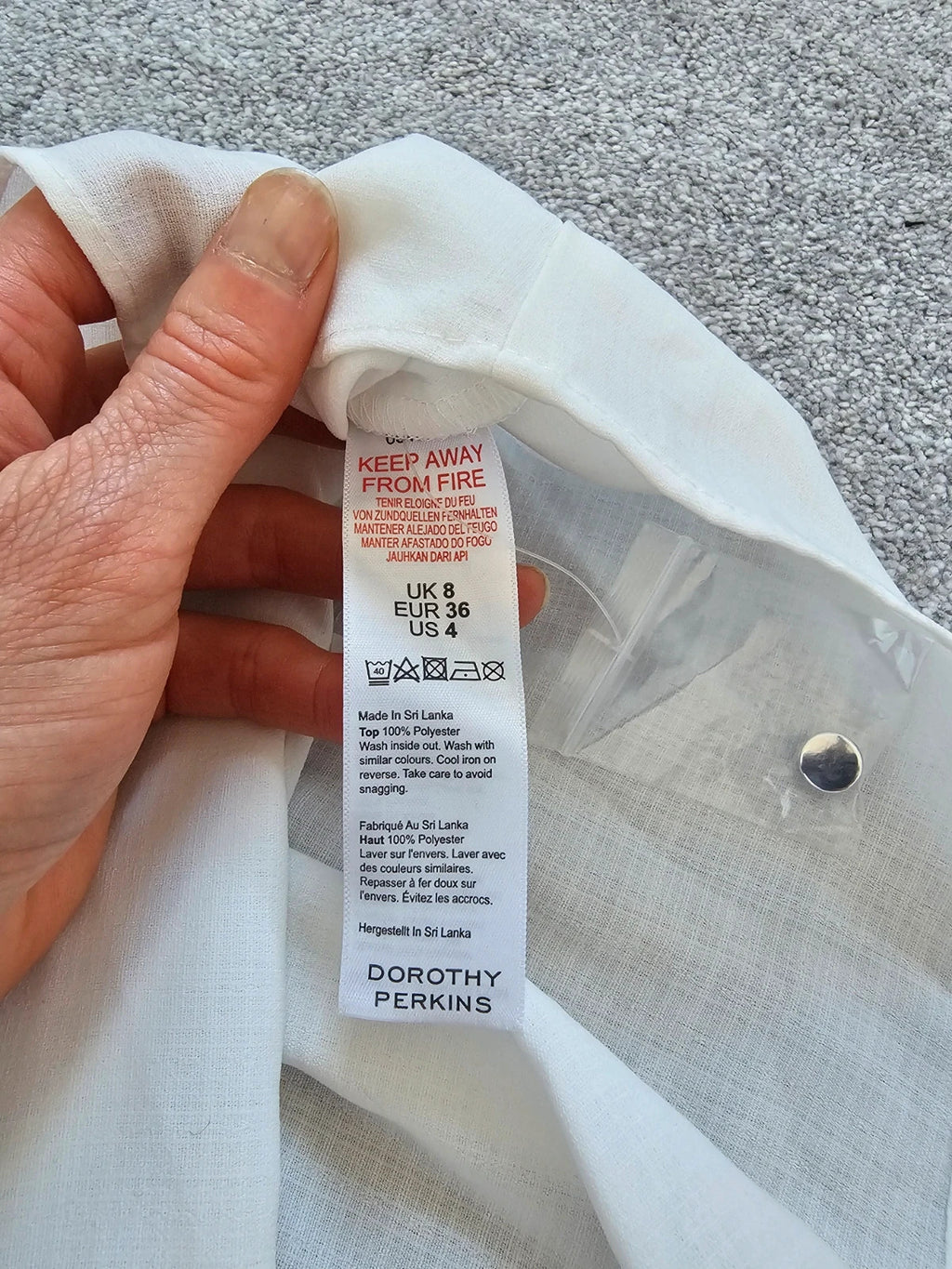 Dorothy Perkins tiered smock short sleeve top women cut out back lightweight shirt white S/8