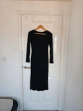 Mooslover rib long sleeve shapewear midi dress women built-in bra bodycon viscose black XL/14