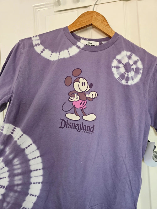 Disney cotton tie-dye Mickey Mouse top women short sleeve soft jersey T-shirt casual purple XS/6