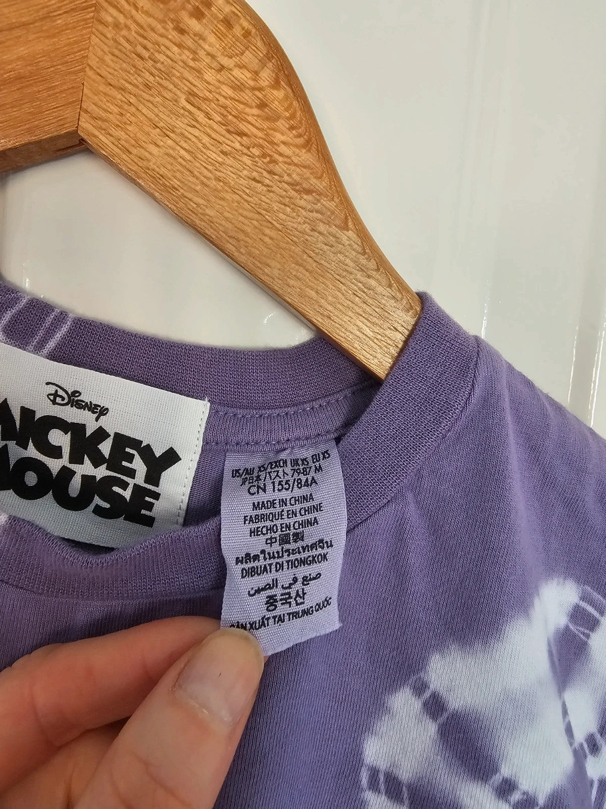 Disney cotton tie-dye Mickey Mouse top women short sleeve soft jersey T-shirt casual purple XS/6