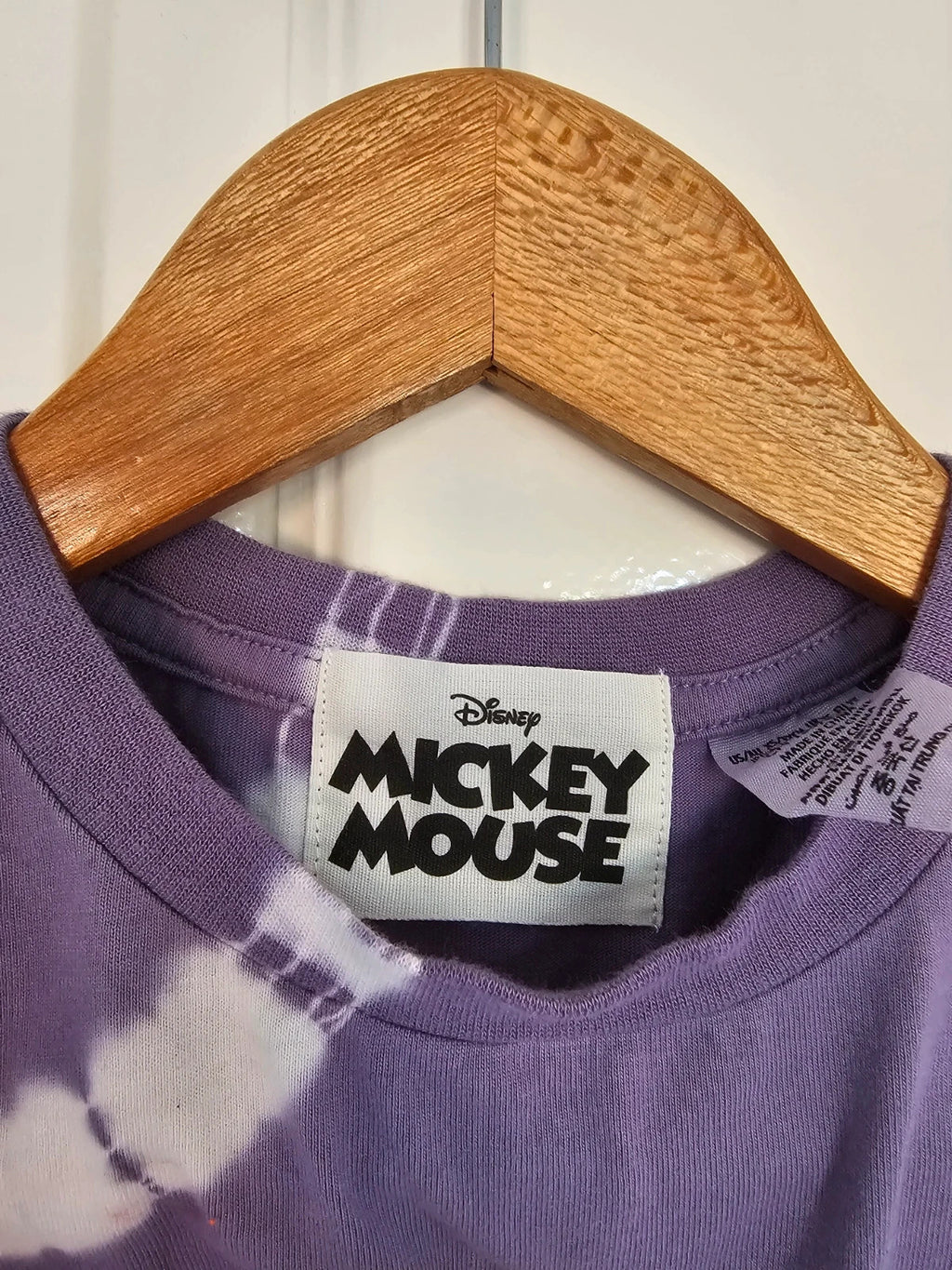 Disney cotton tie-dye Mickey Mouse top women short sleeve soft jersey T-shirt casual purple XS/6