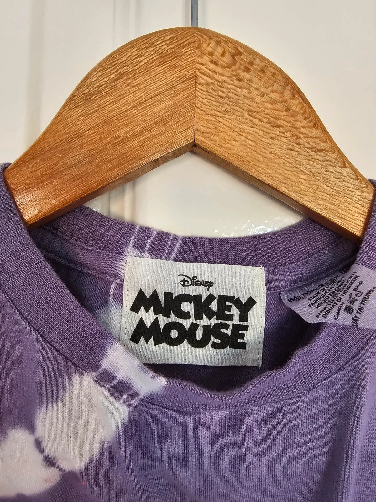 Disney cotton tie-dye Mickey Mouse top women short sleeve soft jersey T-shirt casual purple XS/6