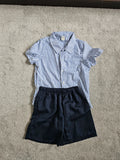 Shein kids boys 6y short sleeve striped shirt & shorts elastic waist set white/navy weeding occasion