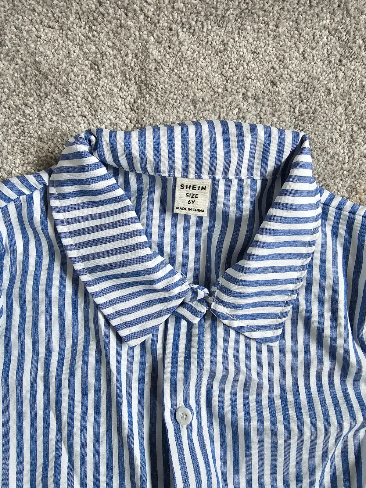 Shein kids boys 6y short sleeve striped shirt & shorts elastic waist set white/navy weeding occasion