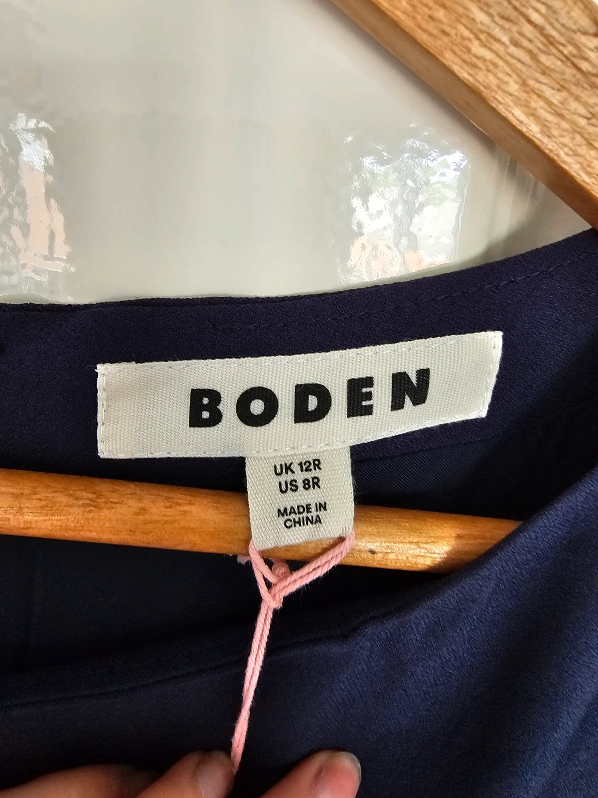 Boden gwen slash neck jumpsuit women sleeveless wide straight leg belted viscose regular navy L/12
