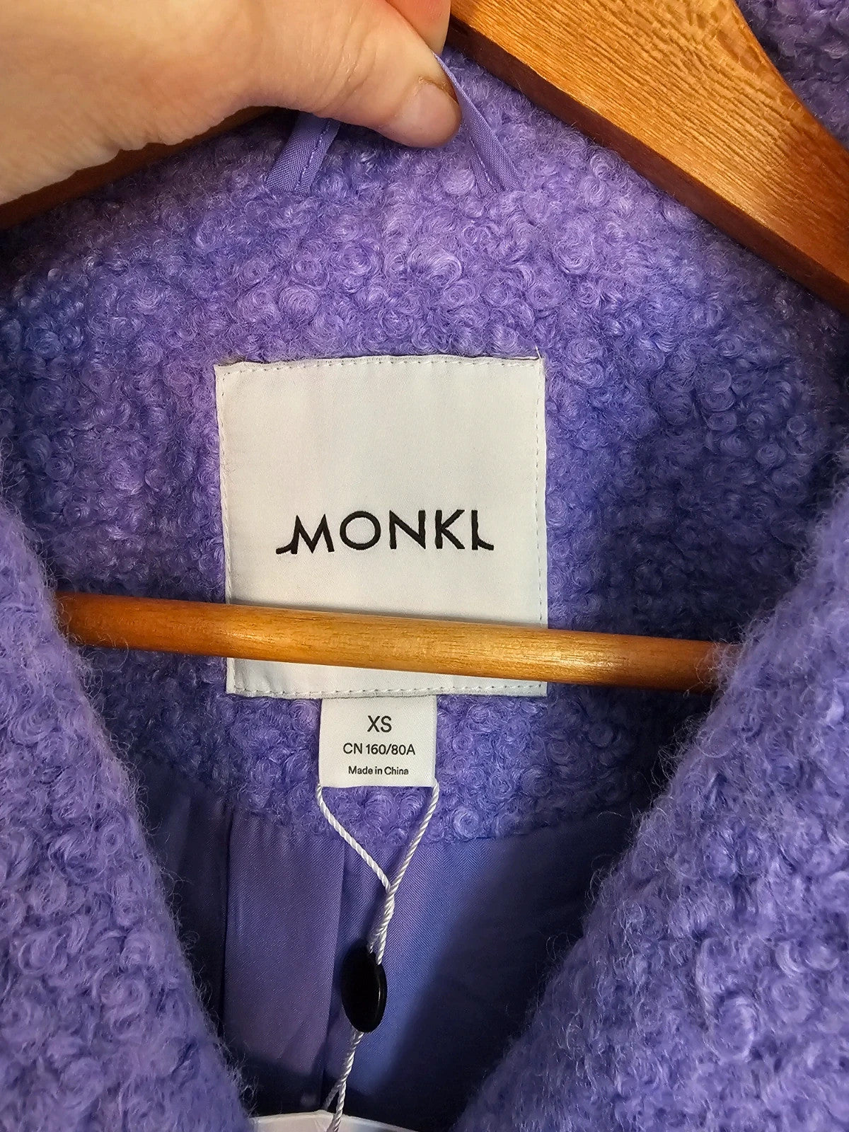 Monki boucle jacket women double breasted buttons coat casual purple XS/6