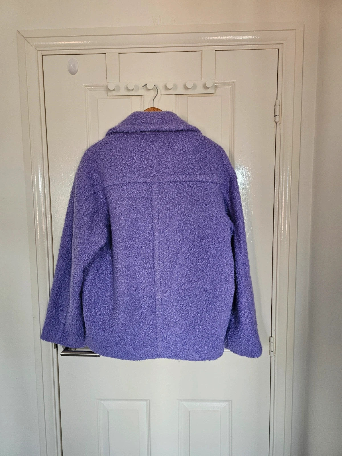 Monki boucle jacket women double breasted buttons coat casual purple XS/6