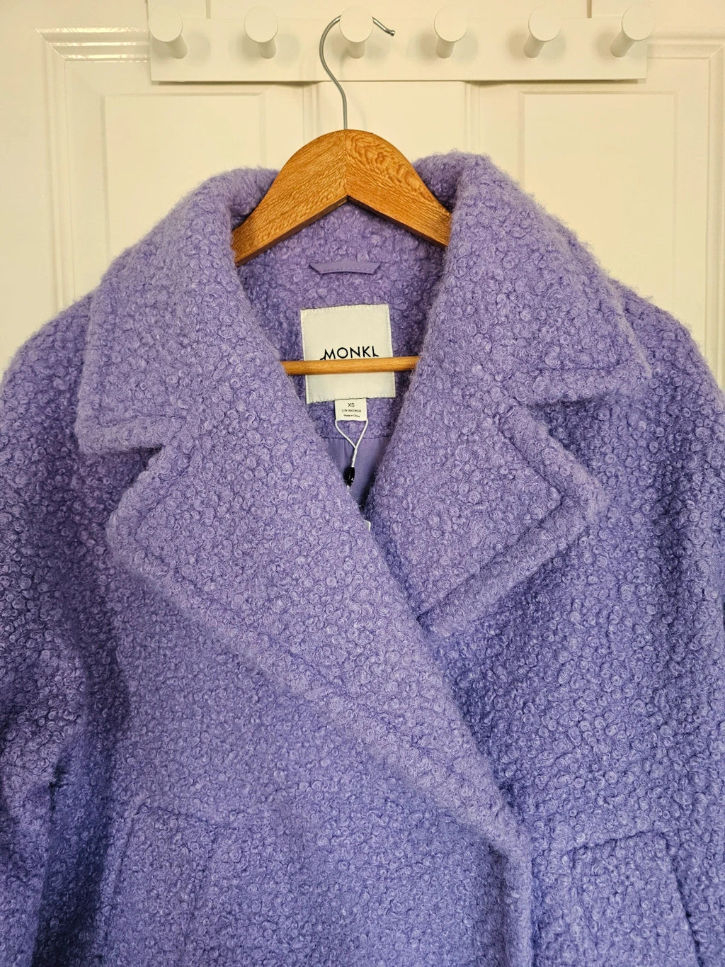 Monki boucle jacket women double breasted buttons coat casual purple XS/6