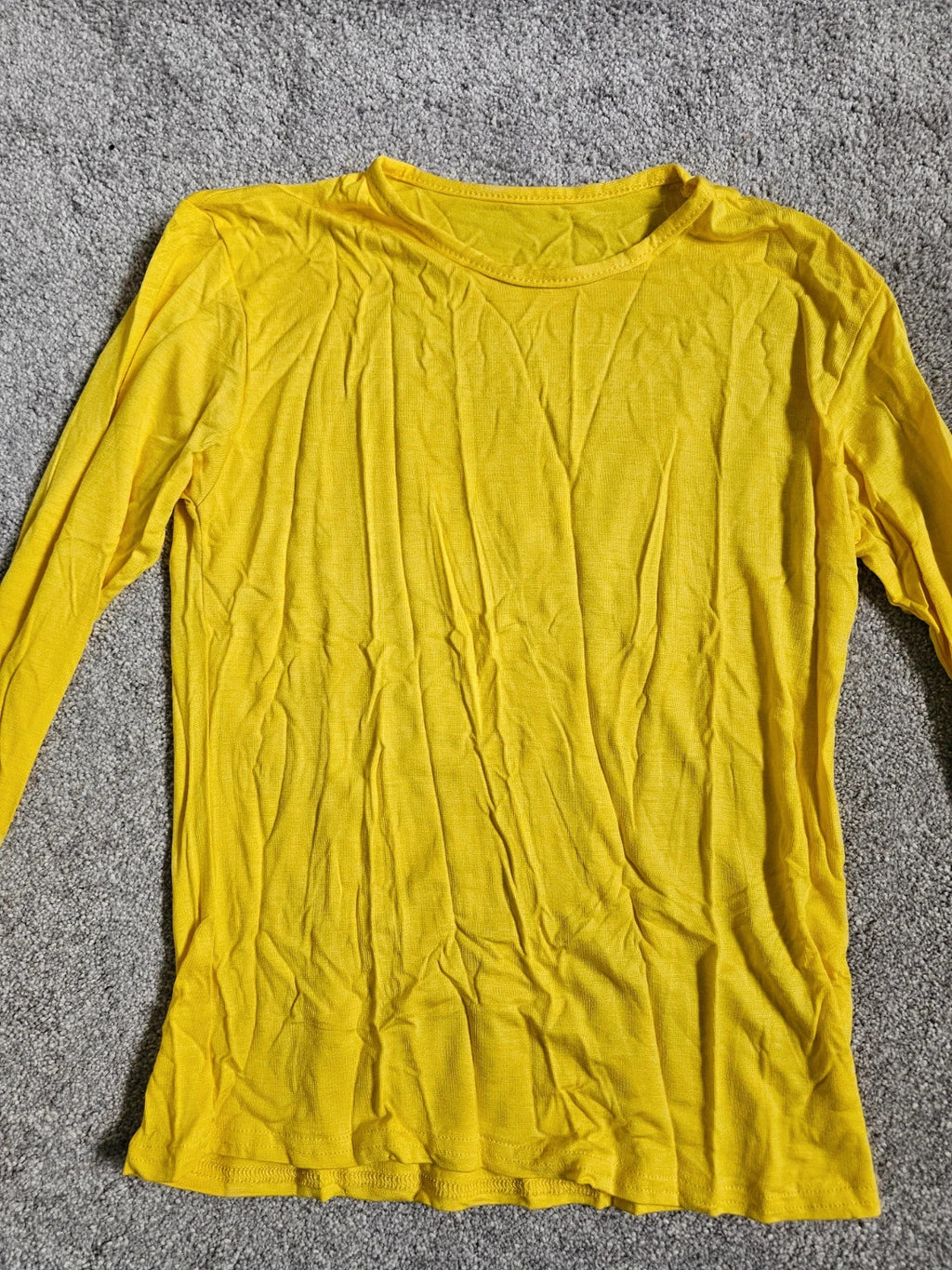 Generic kids girls basic yellow long sleeve top crew neck casual viscose elastane 11/12y