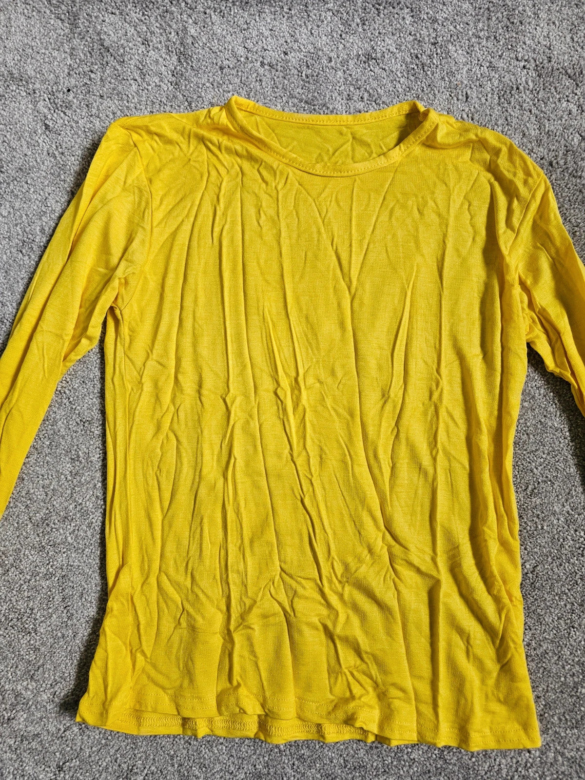 Generic kids girls basic yellow long sleeve top crew neck casual viscose elastane 11/12y