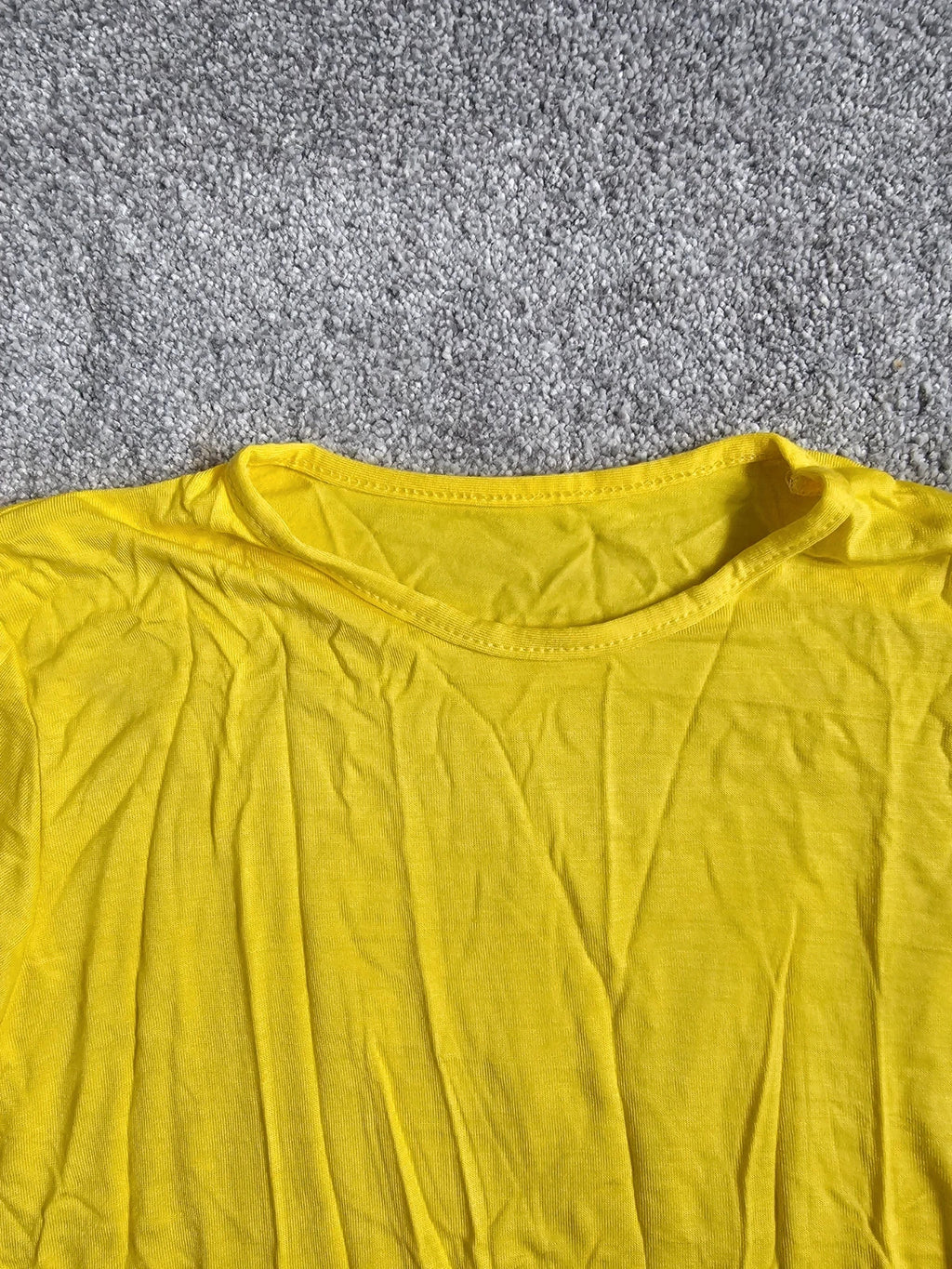 Generic kids girls basic yellow long sleeve top crew neck casual viscose elastane 11/12y