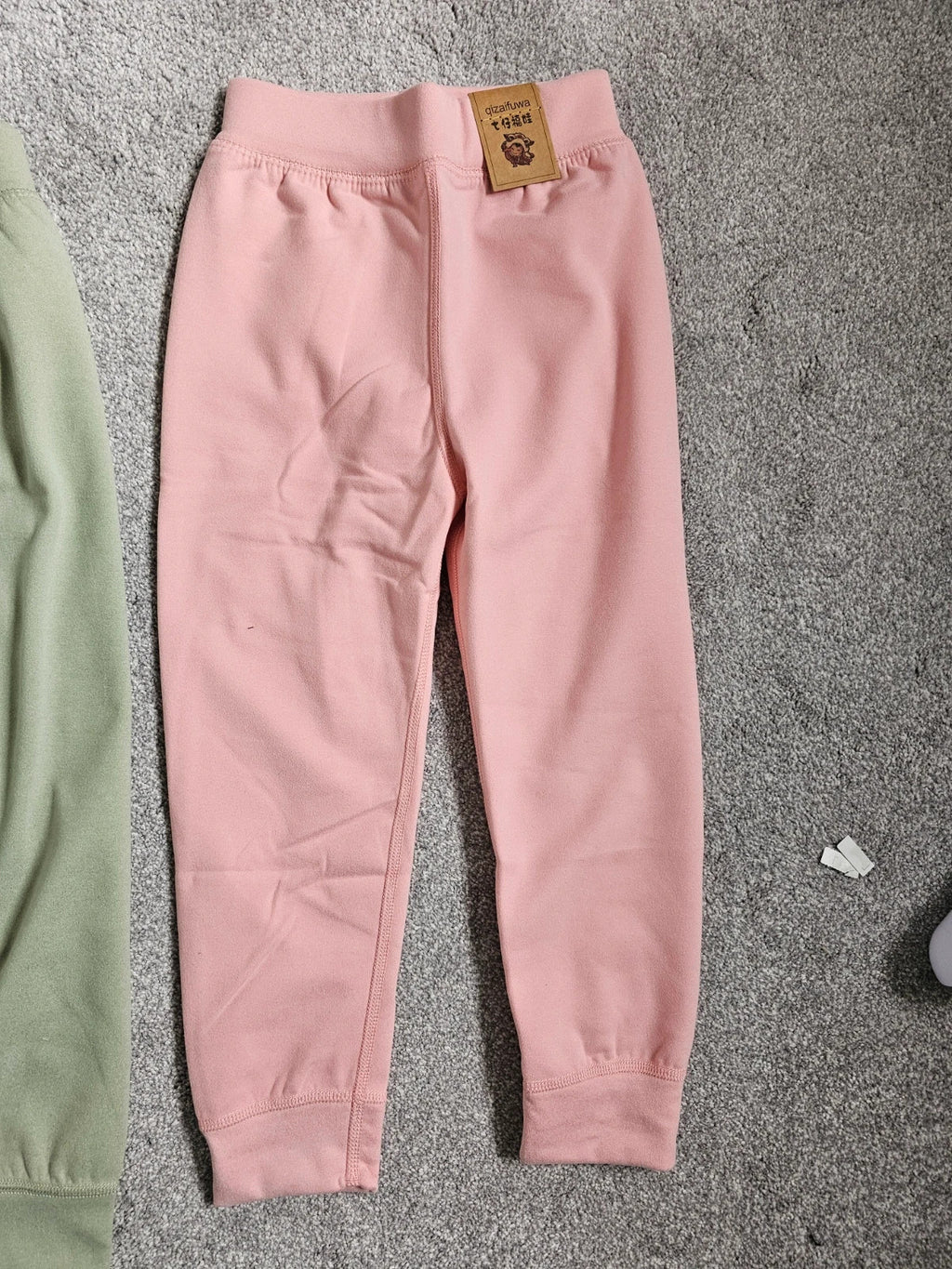 Generic kids girls 5y set of joggers pink/blue/green elastic waist cuff hem casual trousers soft