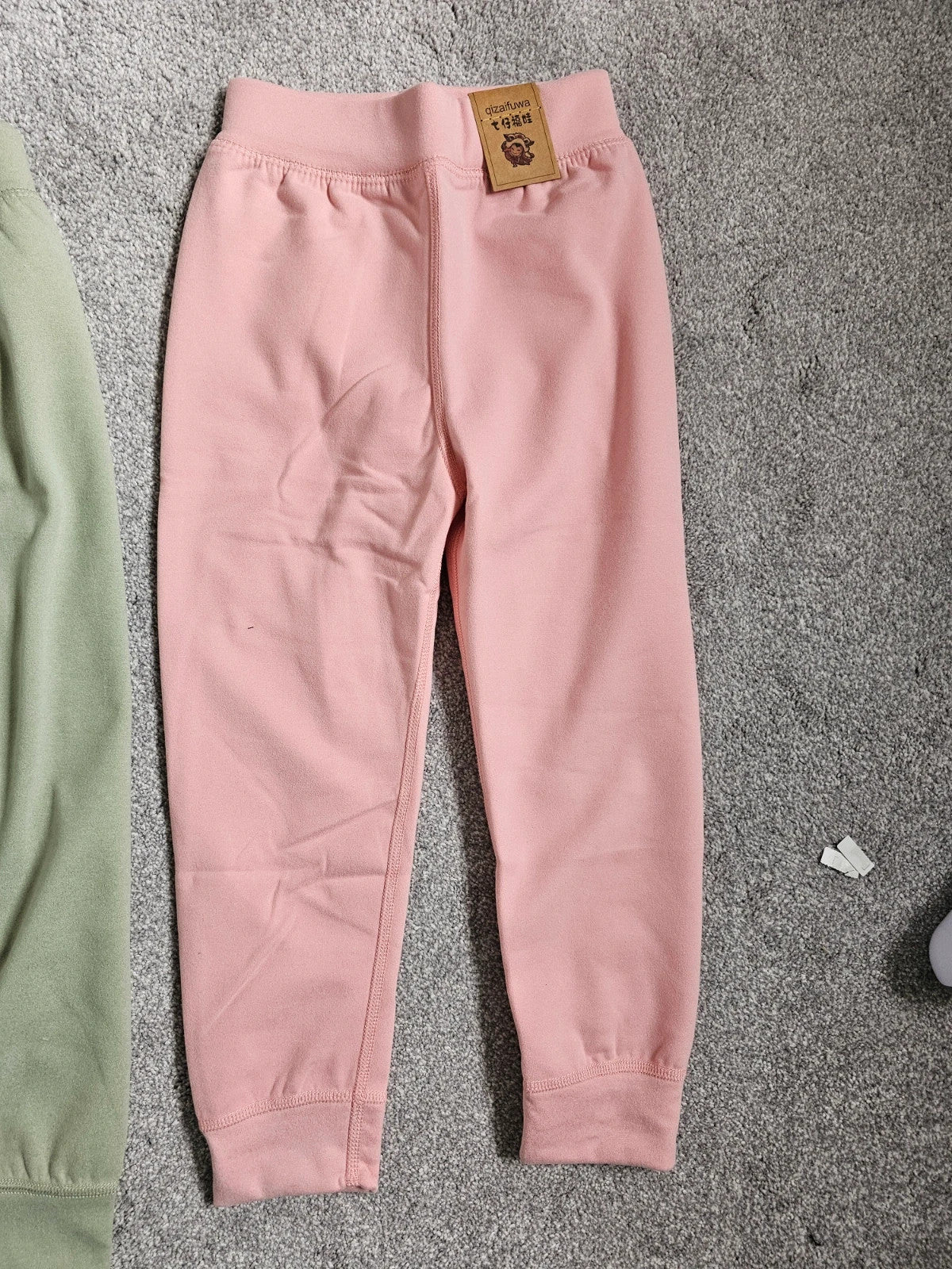 Generic kids girls 5y set of joggers pink/blue/green elastic waist cuff hem casual trousers soft
