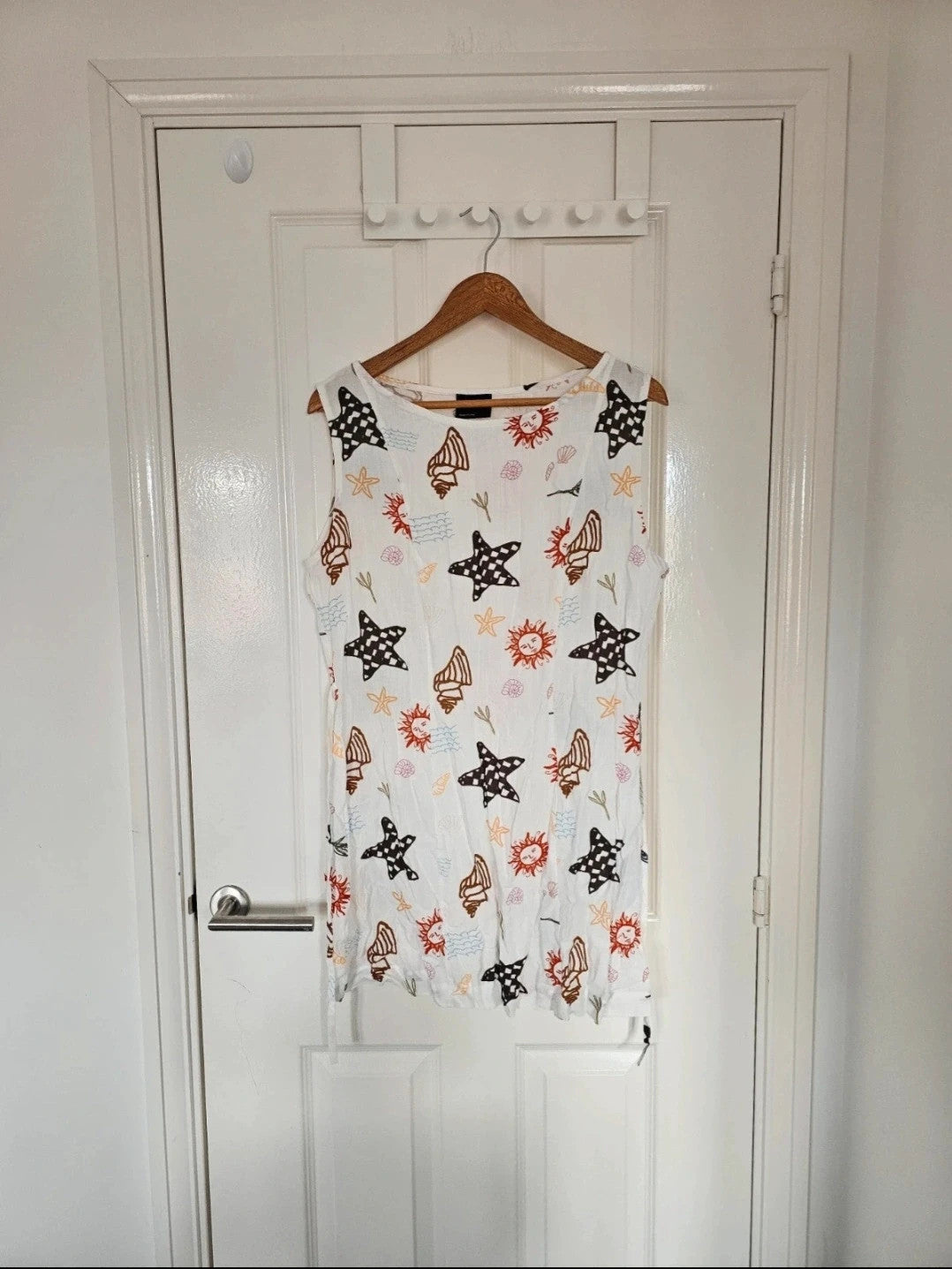 Asos linen blend slash neck mini dress women holiday print belted sleeveless white 2XL/16