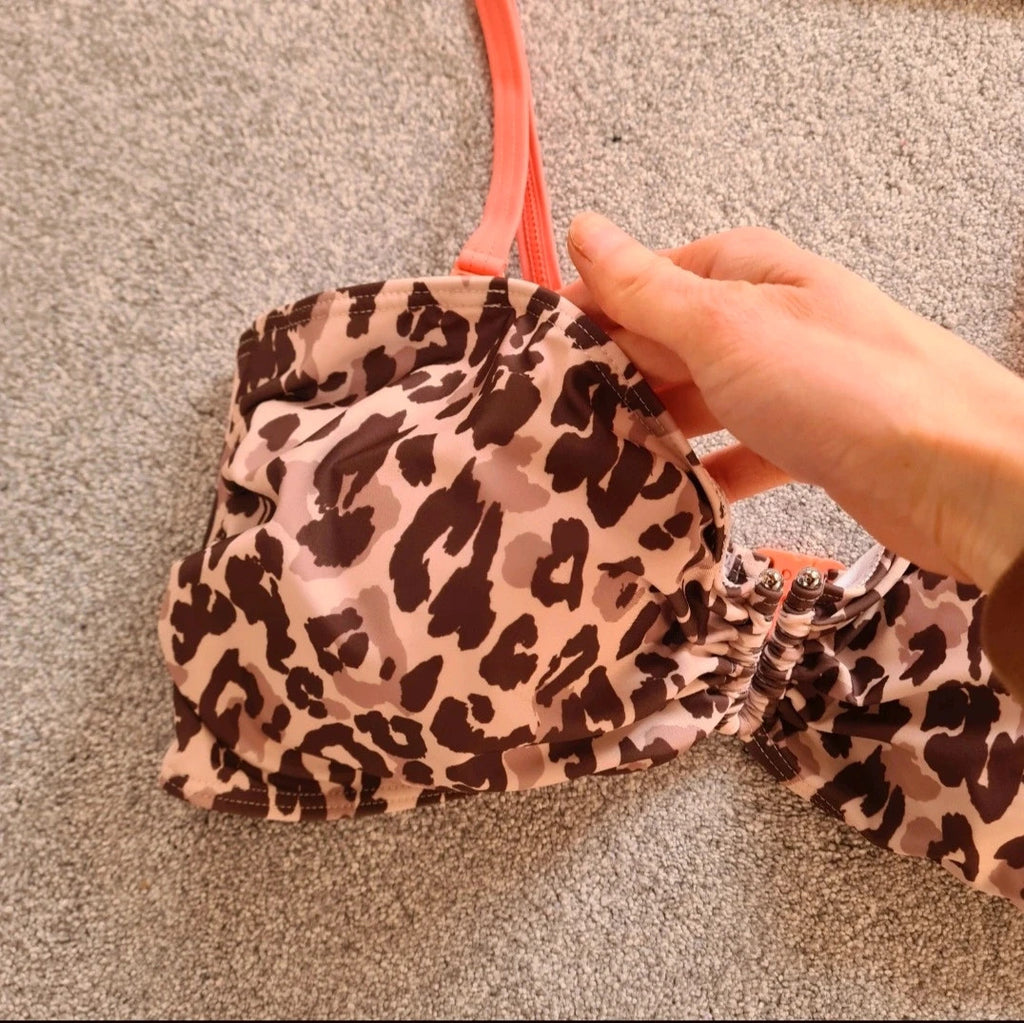 Regatta Aceana III bikini top leopard women UPF50+ swimwear brown/beige plus size 3XL/18
