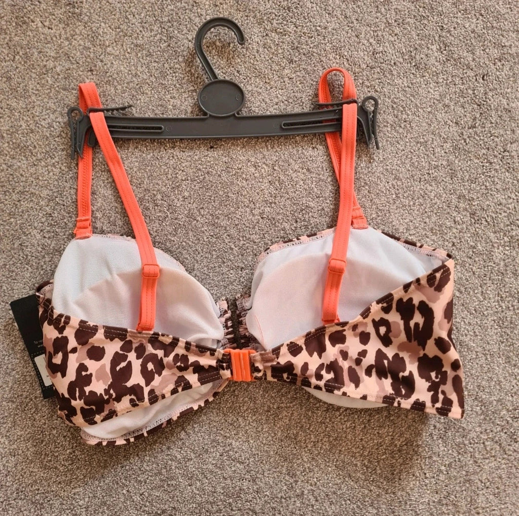 Regatta Aceana III bikini top leopard women UPF50+ swimwear brown/beige plus size 3XL/18