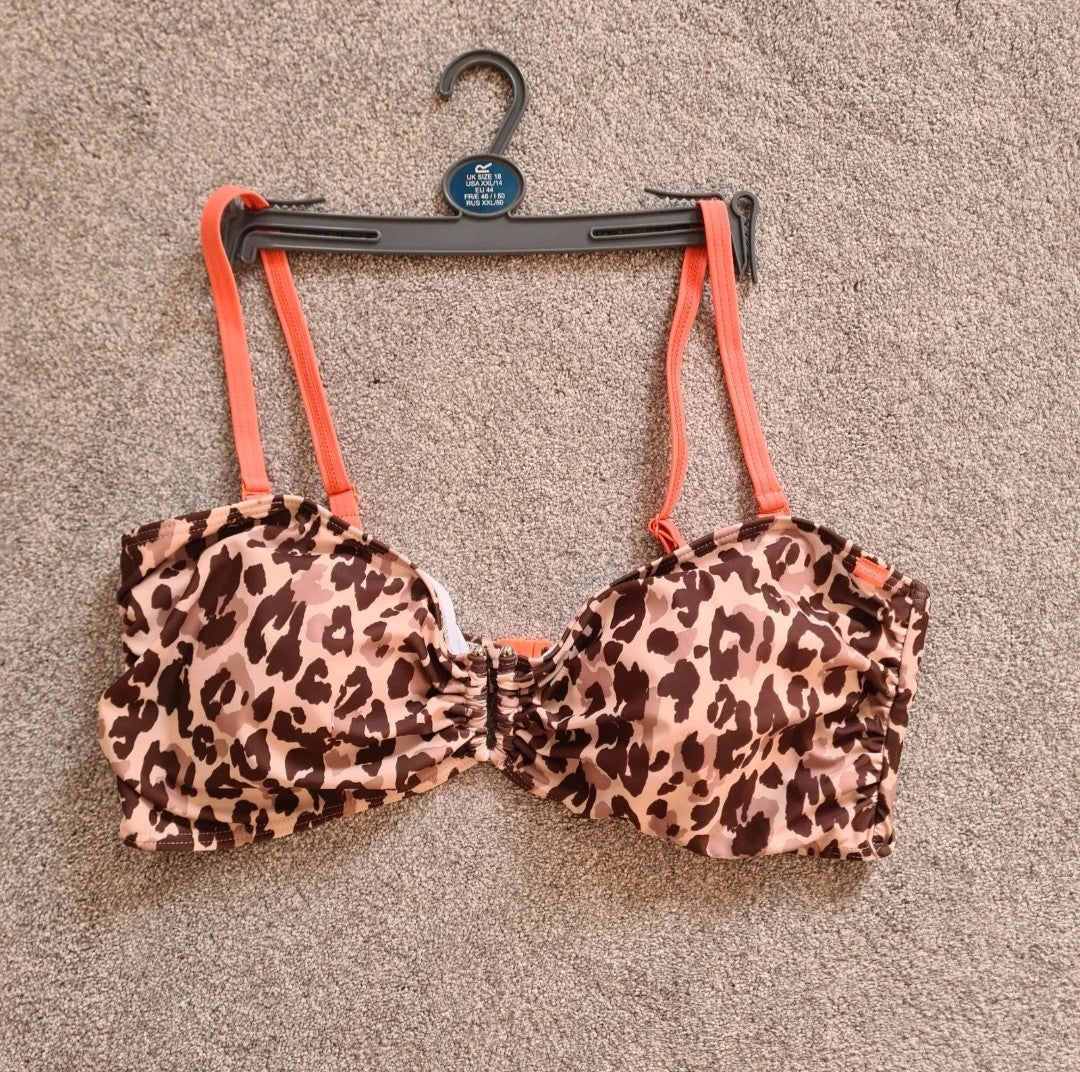 Regatta Aceana III bikini top leopard women UPF50+ swimwear brown/beige plus size 3XL/18