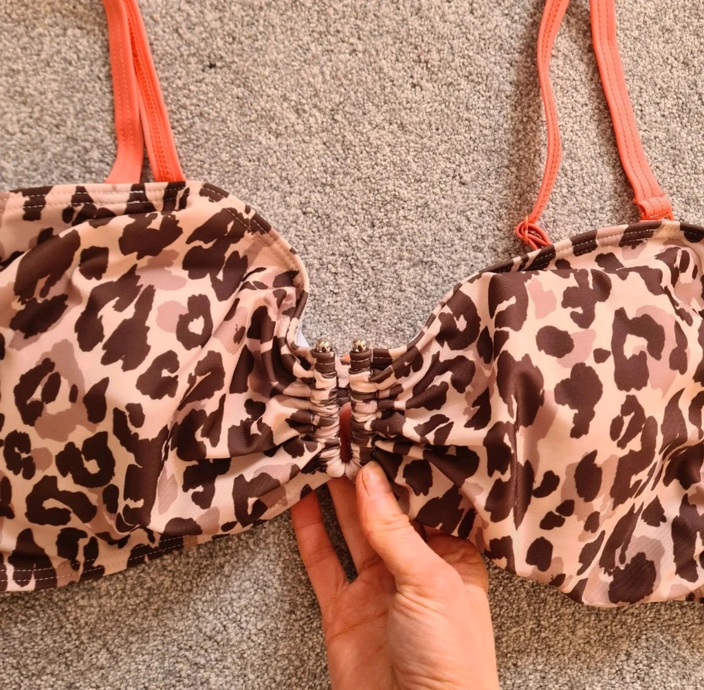 Regatta Aceana III bikini top leopard women UPF50+ swimwear brown/beige plus size 3XL/18