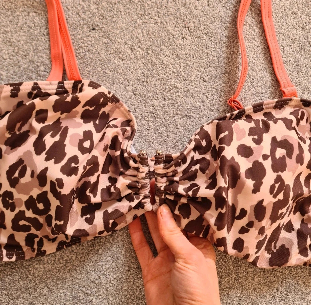 Regatta Aceana III bikini top leopard women UPF50+ swimwear brown/beige plus size 3XL/18