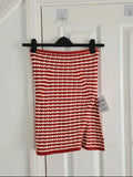 Topshop women knitted stripe bandeau rust/red white sim fit sleeveless top side split cotton XS/4-6