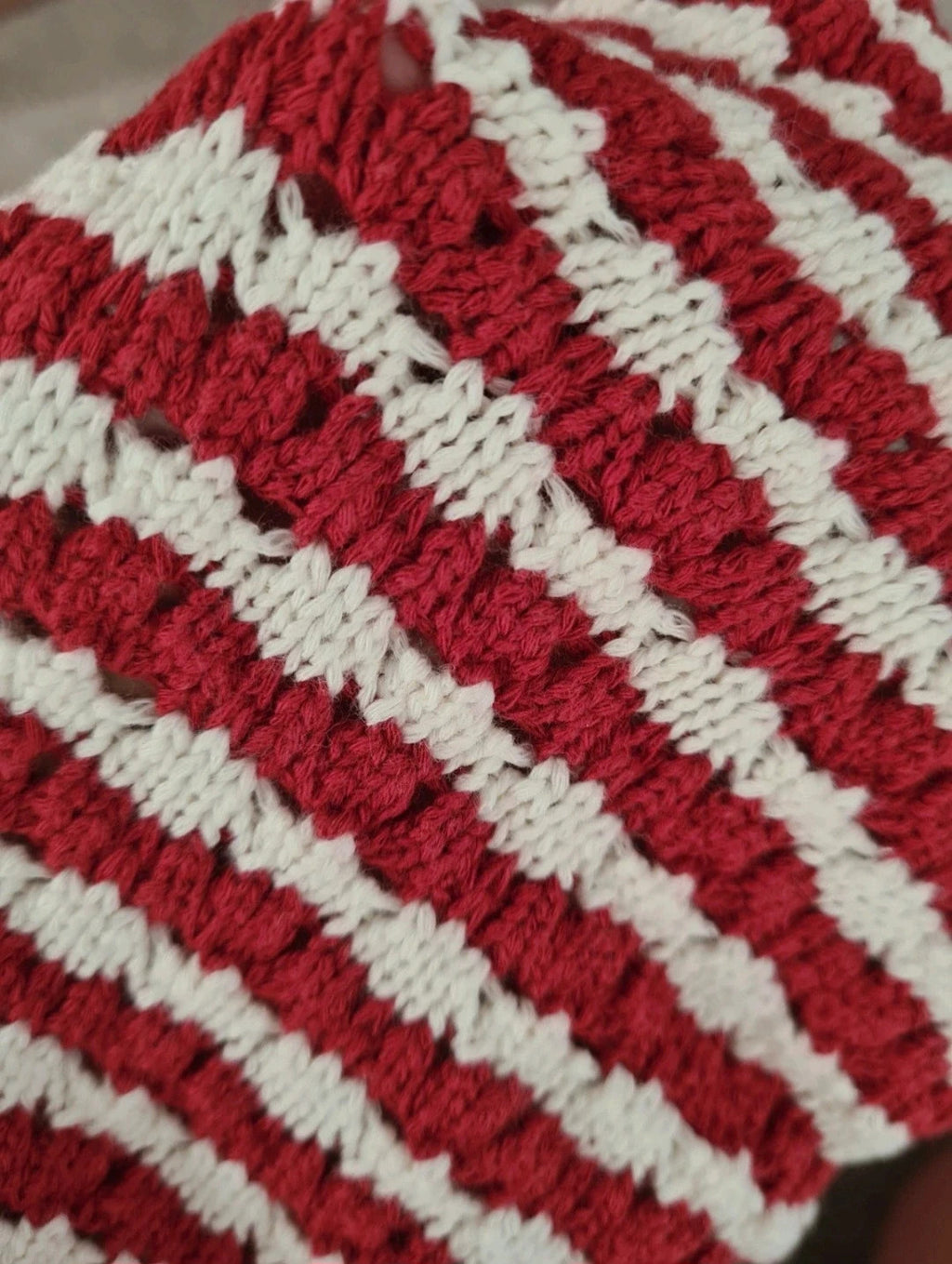 Topshop women knitted stripe bandeau rust/red white sim fit sleeveless top side split cotton XS/4-6