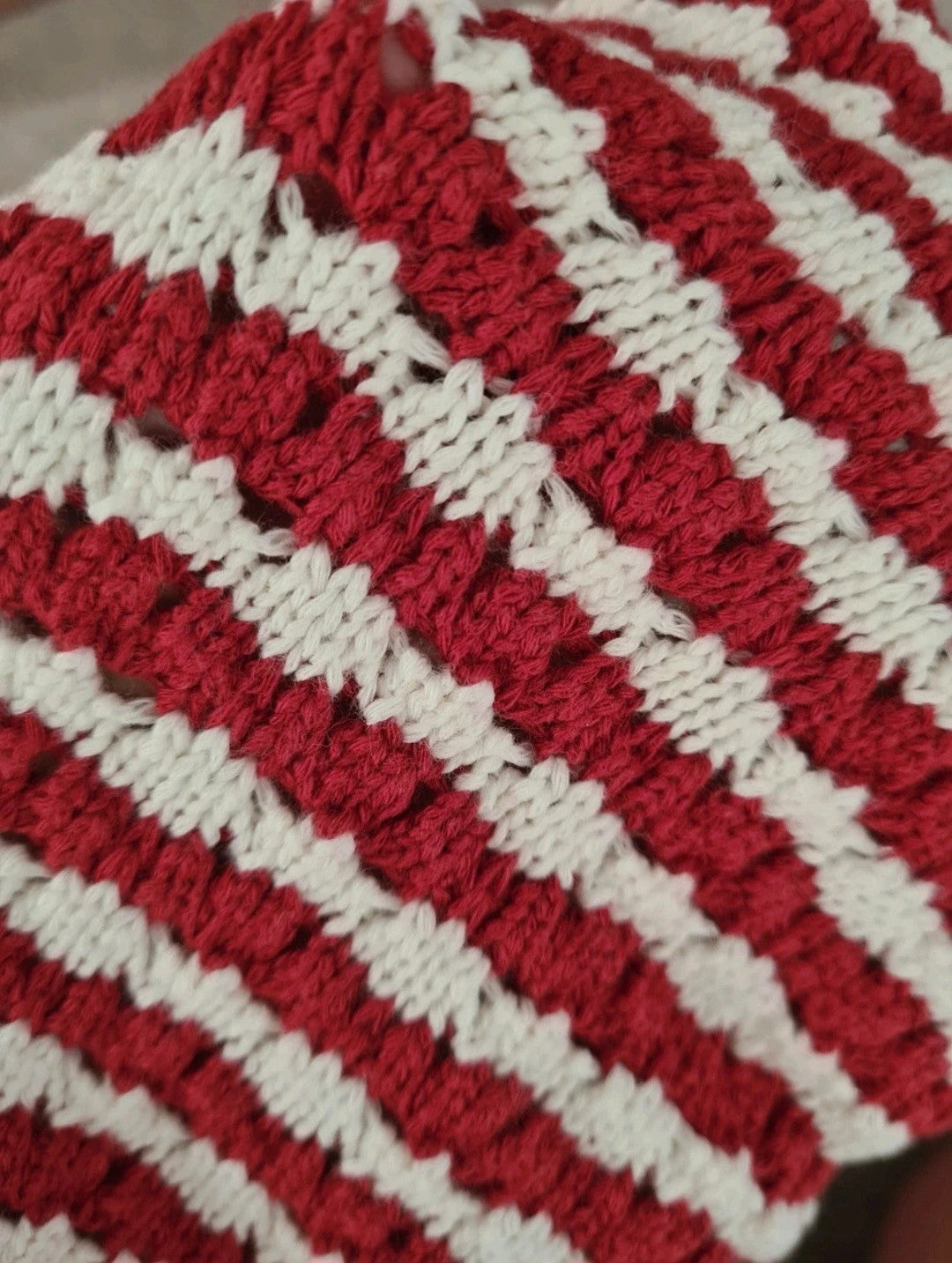 Topshop women knitted stripe bandeau rust/red white sim fit sleeveless top side split cotton XS/4-6