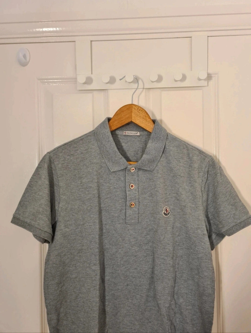Moncler maglia polo manica corta logo patch cotton polo shirt men short sleeve grey S