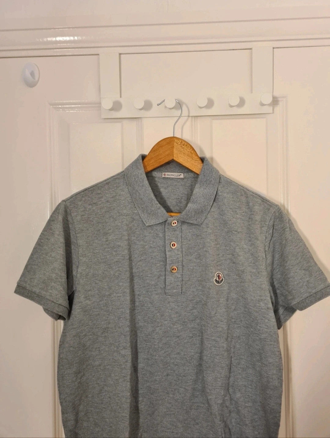 Moncler maglia polo manica corta logo patch cotton polo shirt men short sleeve grey S