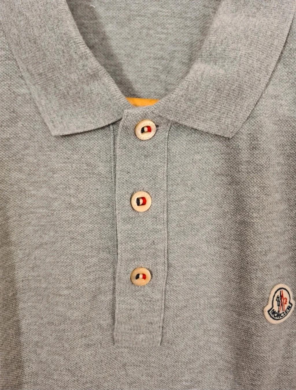 Moncler maglia polo manica corta logo patch cotton polo shirt men short sleeve grey S