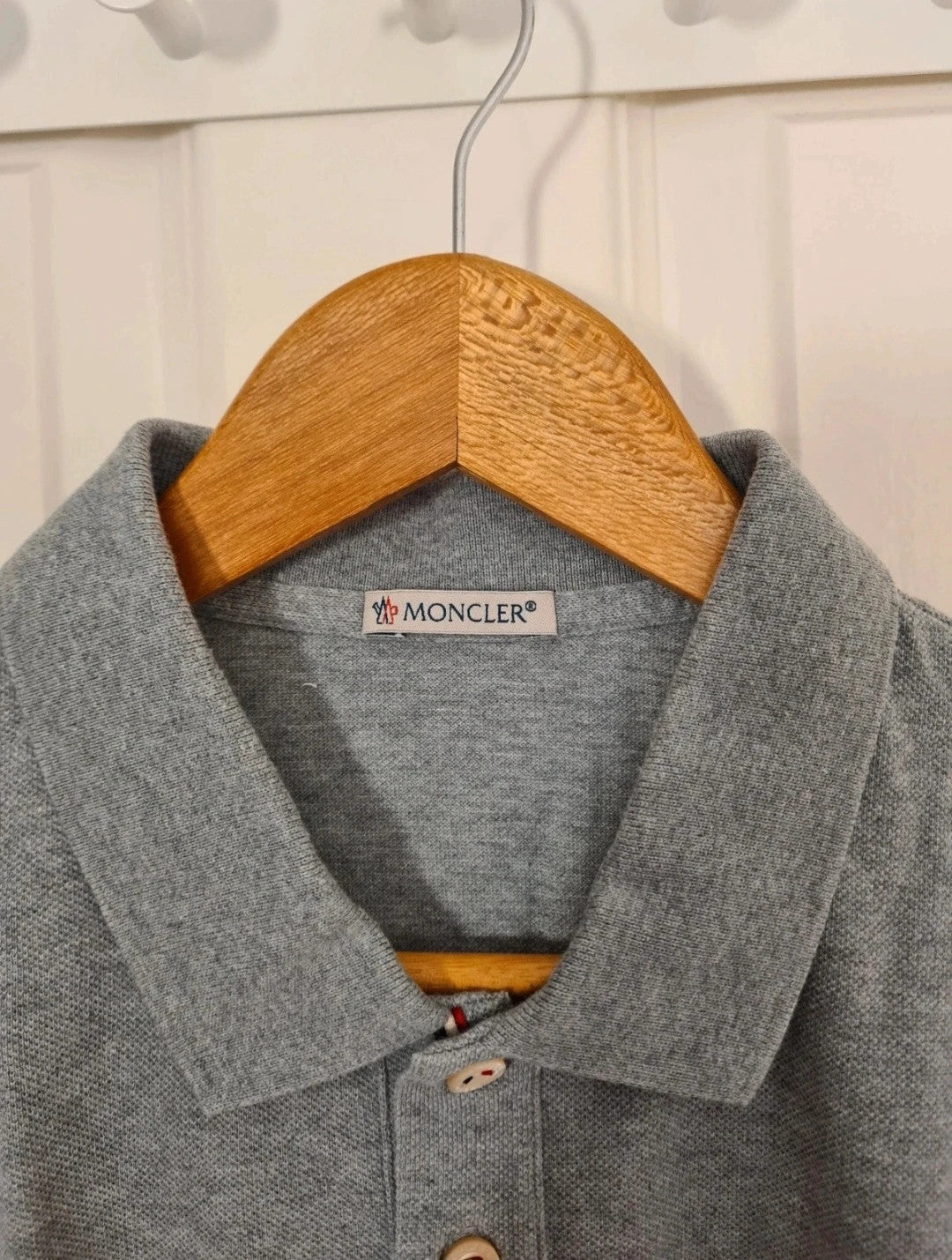 Moncler maglia polo manica corta logo patch cotton polo shirt men short sleeve grey S