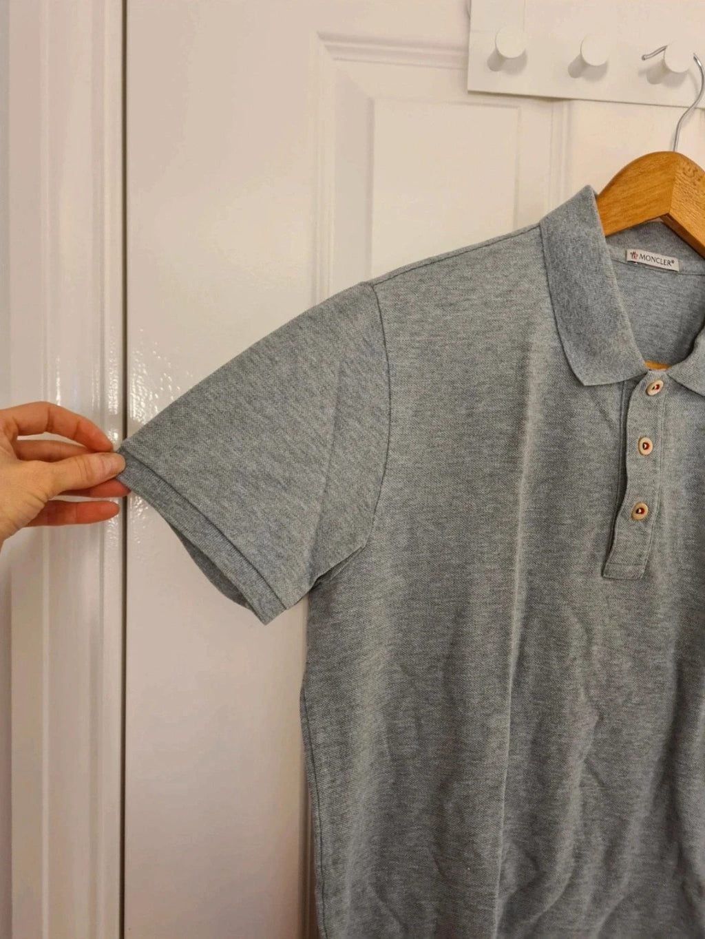 Moncler maglia polo manica corta logo patch cotton polo shirt men short sleeve grey S