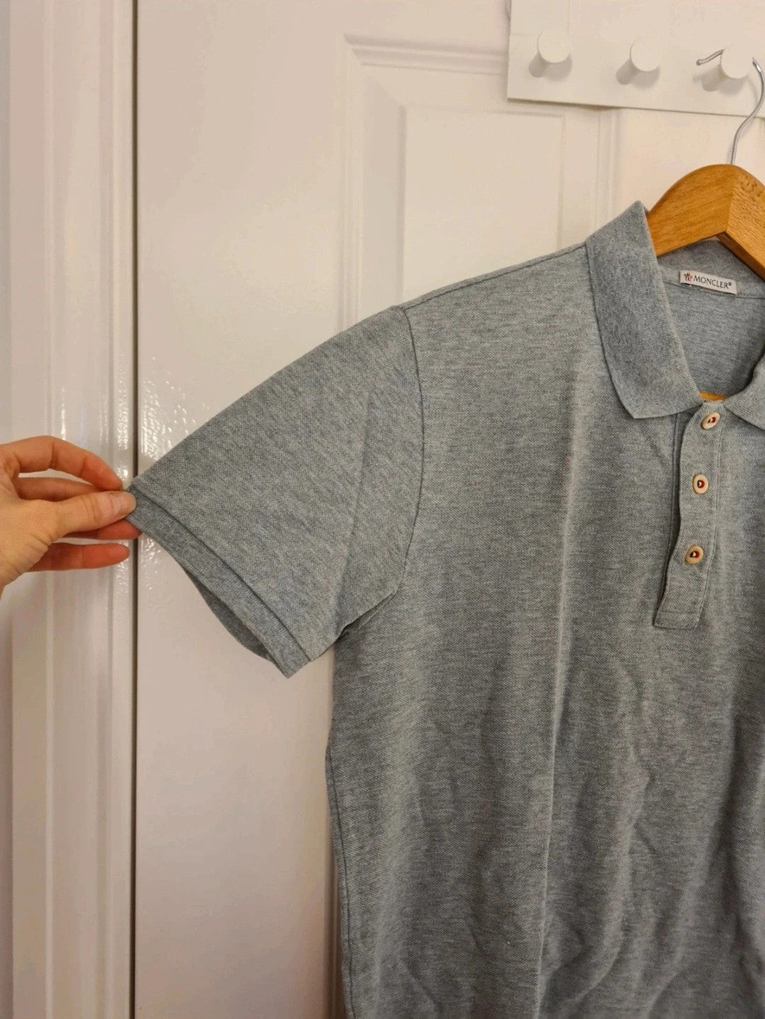 Moncler maglia polo manica corta logo patch cotton polo shirt men short sleeve grey S