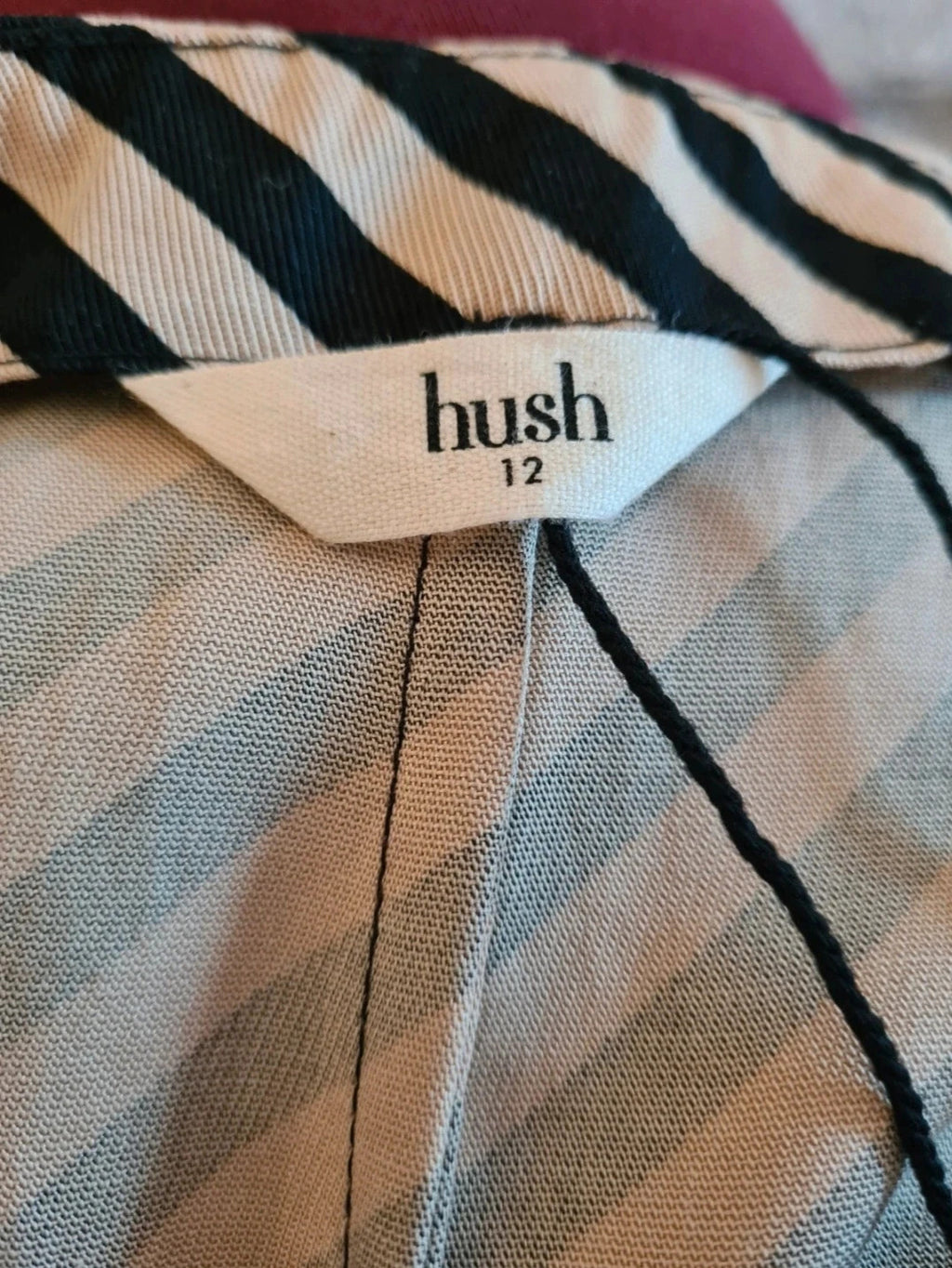 Hush women reema split on the back maxi skirt diagonal stripe office casual black/cream L/12
