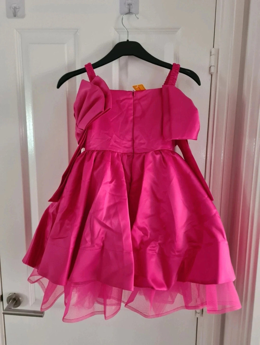 Barbie Dress girls 8y pink fuchsia above knee barbie dress bows tulle straps occasion weeding